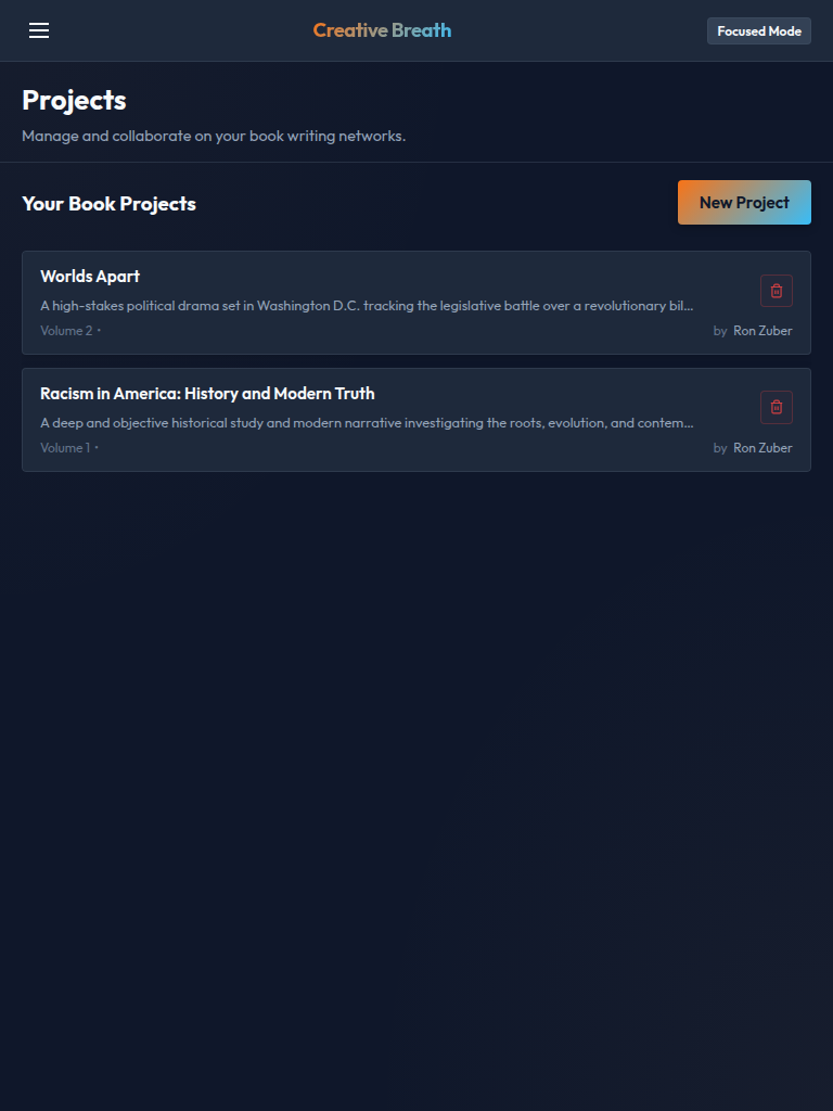 Projects View Tablet